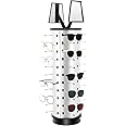 WANLECY 44 PCS Sunglasses Display Stand with Adjustable Mirror, 360° Eyeglass Holder Stand Counter Top Display Rack for Retail (Round)