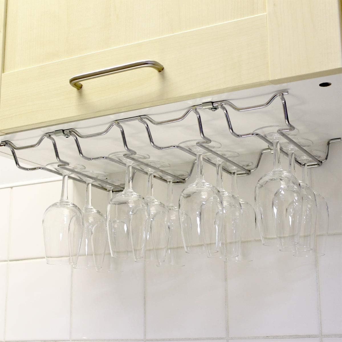 Wine Glass Hanging Rack 4 Columns Amazon.co.uk Kitchen & Home