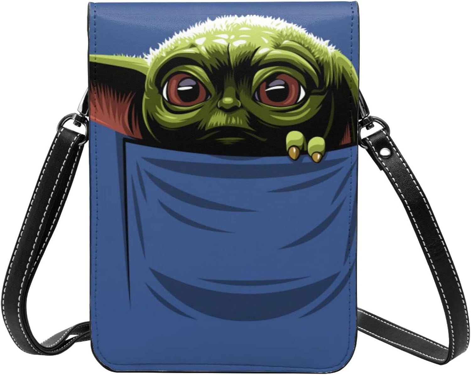 PocketBabyYoda Crossbody Bags Lightweight Small Passport Purse Leather Wallet Bag for Women