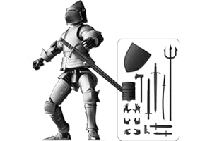 MEIEST Knight Armor Action Figure,Multi-Jointed Movable Robot Mannequin T13,Multiple Accessories, Desk Decoration, Creative Gifts (Black)