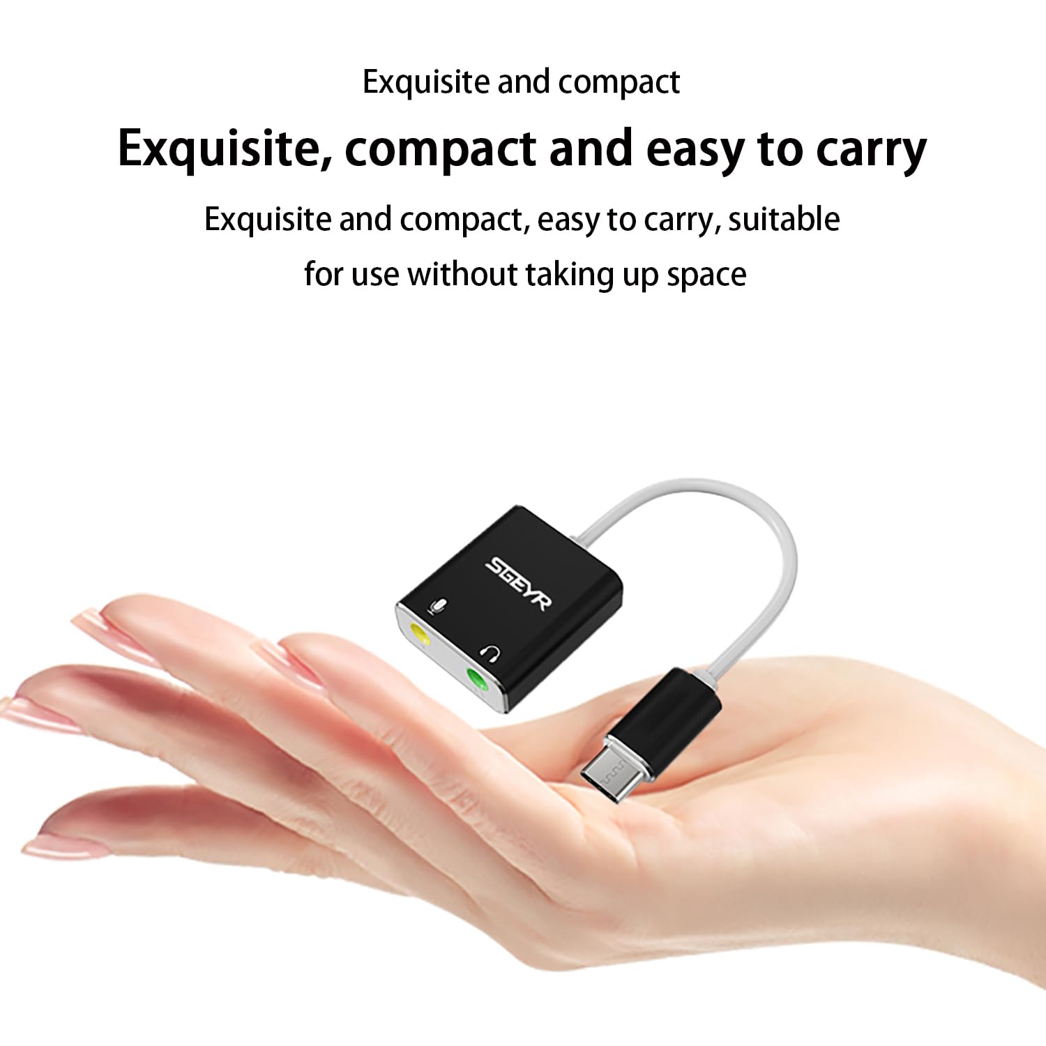 SGEYR Type c Sound Card External Sound Card, USB-C to 3.5mm Jack Audio Adapter, Type C to Microphone Headphone Adapter, USB-C to Audio Auxiliary Cable External Stereo Sound Card Audio