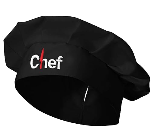Chef Hat Adult Adjustable Velcro Kitchen Cooking Chef Cap (Black