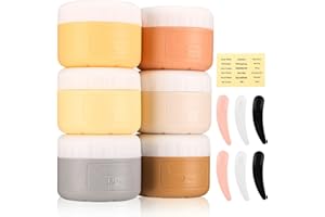 DHQH 6 Pcs Travel Containers For Toiletries,Travel Silicone Cream Jars,TSA Approved Travel Size Containers,Leak-proof Travel Accessories With Hard Sealed Lids for Cosmetic Makeup Face Cream（50ml）