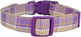YUDOTE Soft Dog Collar British Plaid Medium 34-50cm Purple view 7