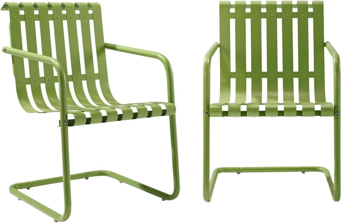 Crosley Furniture Gracie Retro Metal Outdoor Spring Chair - Oasis Green (Set of 2) : Garden & Outdoor