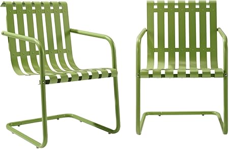 Amazon Com Crosley Furniture Gracie Retro Metal Outdoor Spring Chair Oasis Green Set Of 2 Garden Outdoor