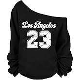 MAXIMGR Womens Off Shoulder Sweatshirt Drop Shoulder Sweater Oversized Streetwear Graphic Long Sleeve Pullover Tops