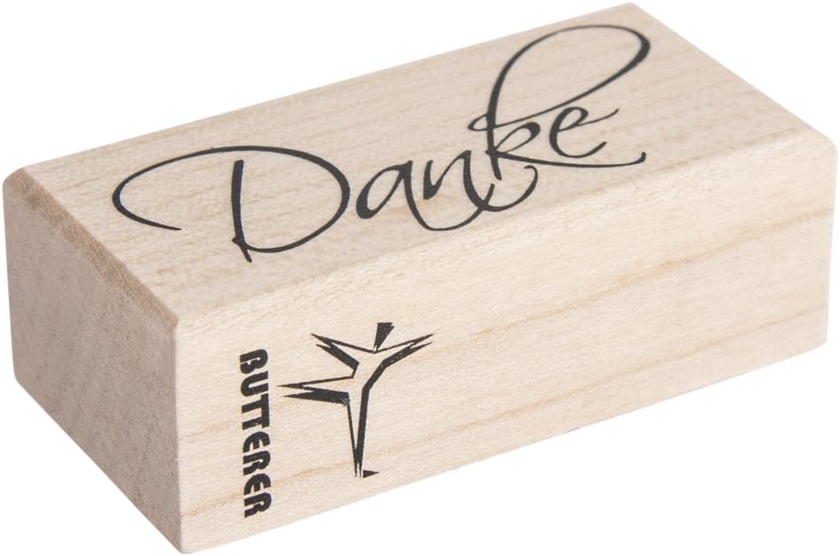 Rayher Wood Mounted Rubber Stamp for DIY Thank You Notes Wooden Stamp for Card Making Craft Stamp for Scrapbooking and Crafting Butterer - Image 3