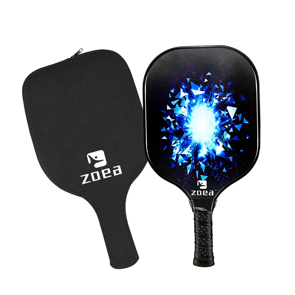 ZOEA Pickleball Paddle, Graphite Pickleball Racket with Carbon Fiber Surface and Polymer Honeycomb Composite Core for Outdoor and Indoor, Durable and Light Weight (Blue)