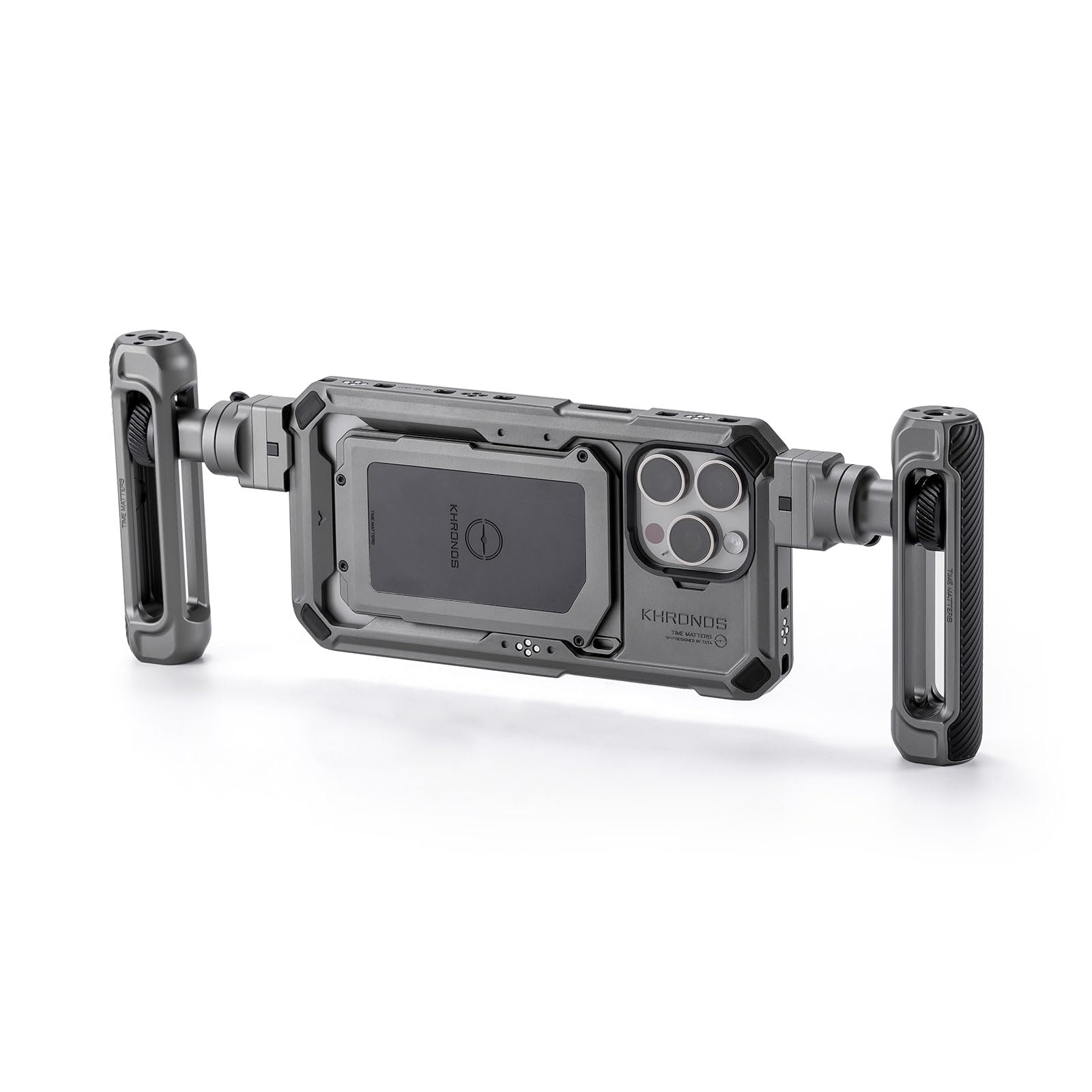 TILTA Khronos Phone Cage for iPhone 15 Pro Max with Adjustable Handle, Aluminum Alloy Mobile Video Rig, Smartphone Case Stabilizer for Video Recording/YouTube/Vlog - Space Gray TK-IP15-PMA-SG