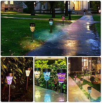 Solar Garden Lights Outdoor Adecorty Solar Garden Stake Lights 3 Color Solar Path Lights Landscape Lights For Garden Path Walkway Patio Lawn Outdoor Christmas Halloween Decorations 3 Pack Buy Online At