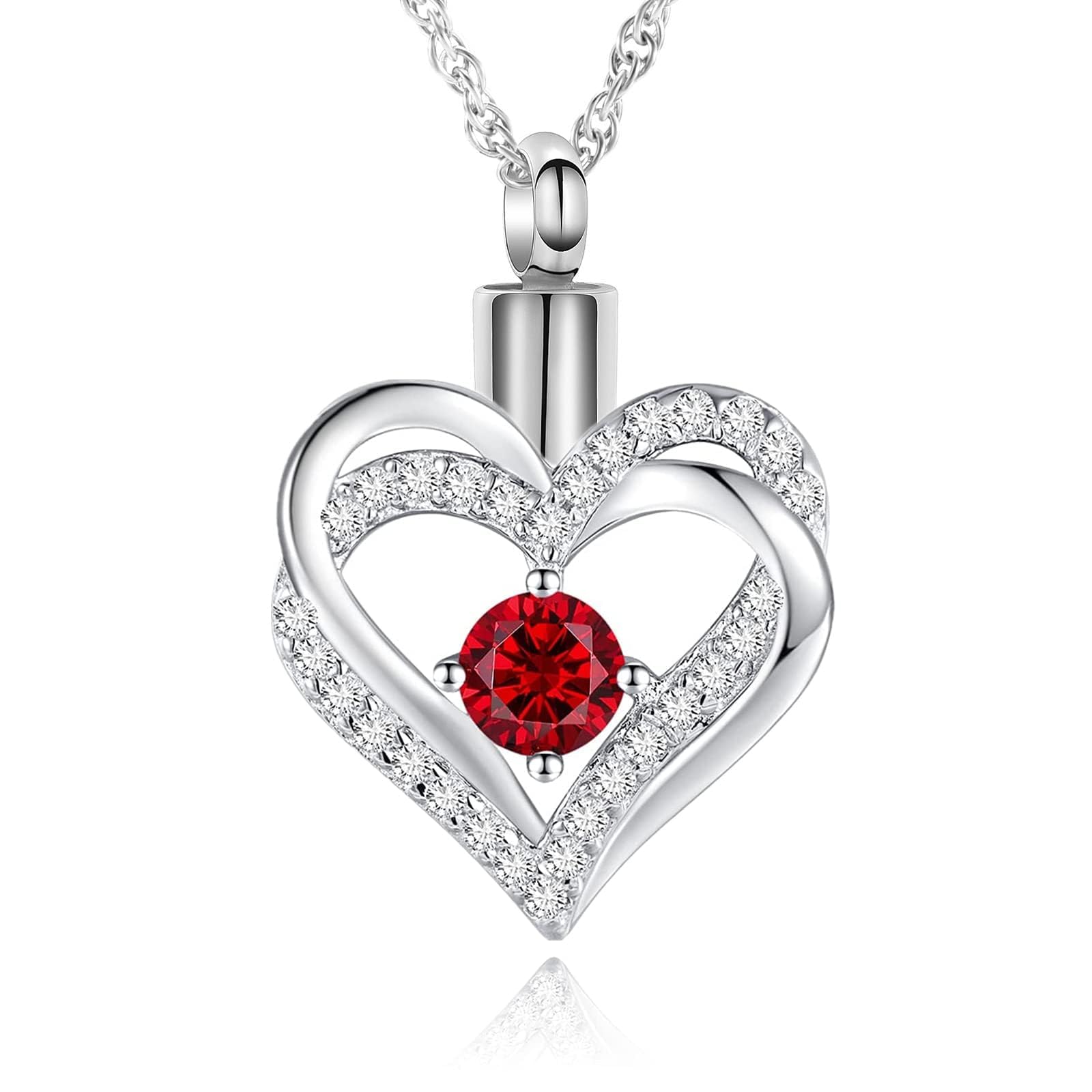 Minicremation Cremation Urn Necklace for Ashes Cremation Jewelry Heart Urn Necklace for Women Girls Birthstone Memorial Jewelry Pendant for Ashes for Human Pet
