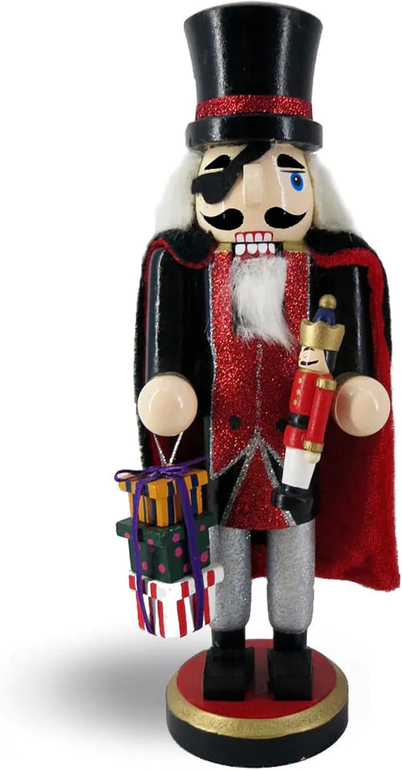 Nutcrackers - Nutcracker Ballet Gifts, Nutcracker Christmas Ornaments, Uncle Drosselmeyer Wooden Figure Decoration with Cape and Toys for Holiday Home Decor, Ideal Xmas Ornament, 9.5 Inch