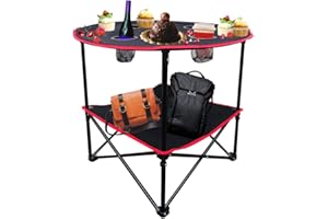 NIUTRIP Outdoor Folding Picnic Table,Portable Double Layer Camping Table with Carrying Bag and 4 Cup Holders,Lightweight Collapsible Canvas Table for Beach,Outside, Campfires,BBQ,Fishing,Hiking,Tailgating