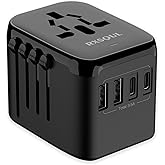 RXSQUL Universal International Power Travel Plug Adapter, 5 in 1 European Travel Plug Adapter W/ 3.5A 2xUSB-A And 2xUSB C Wal
