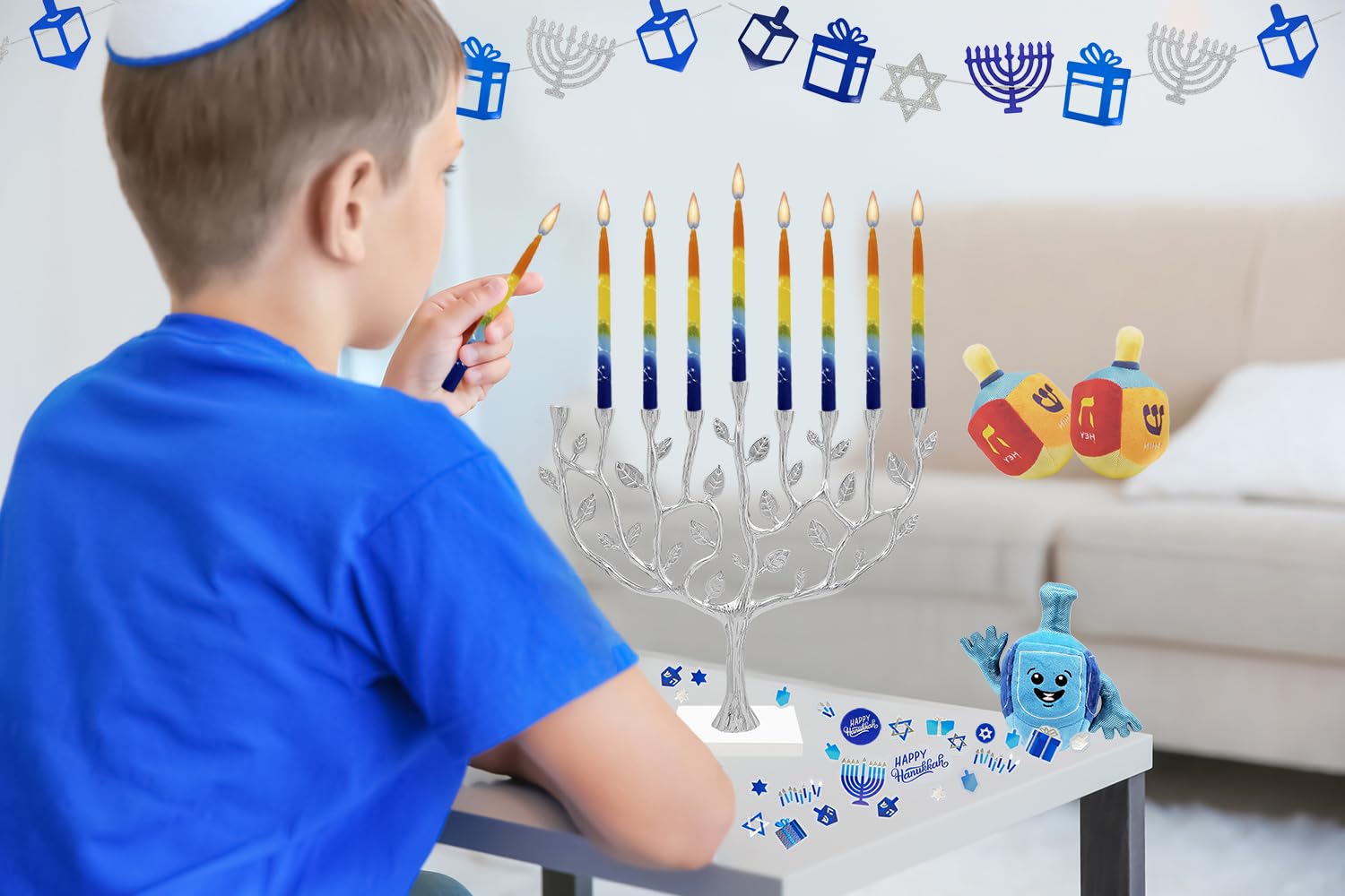 Hand Decorated Hanukkah Candles
