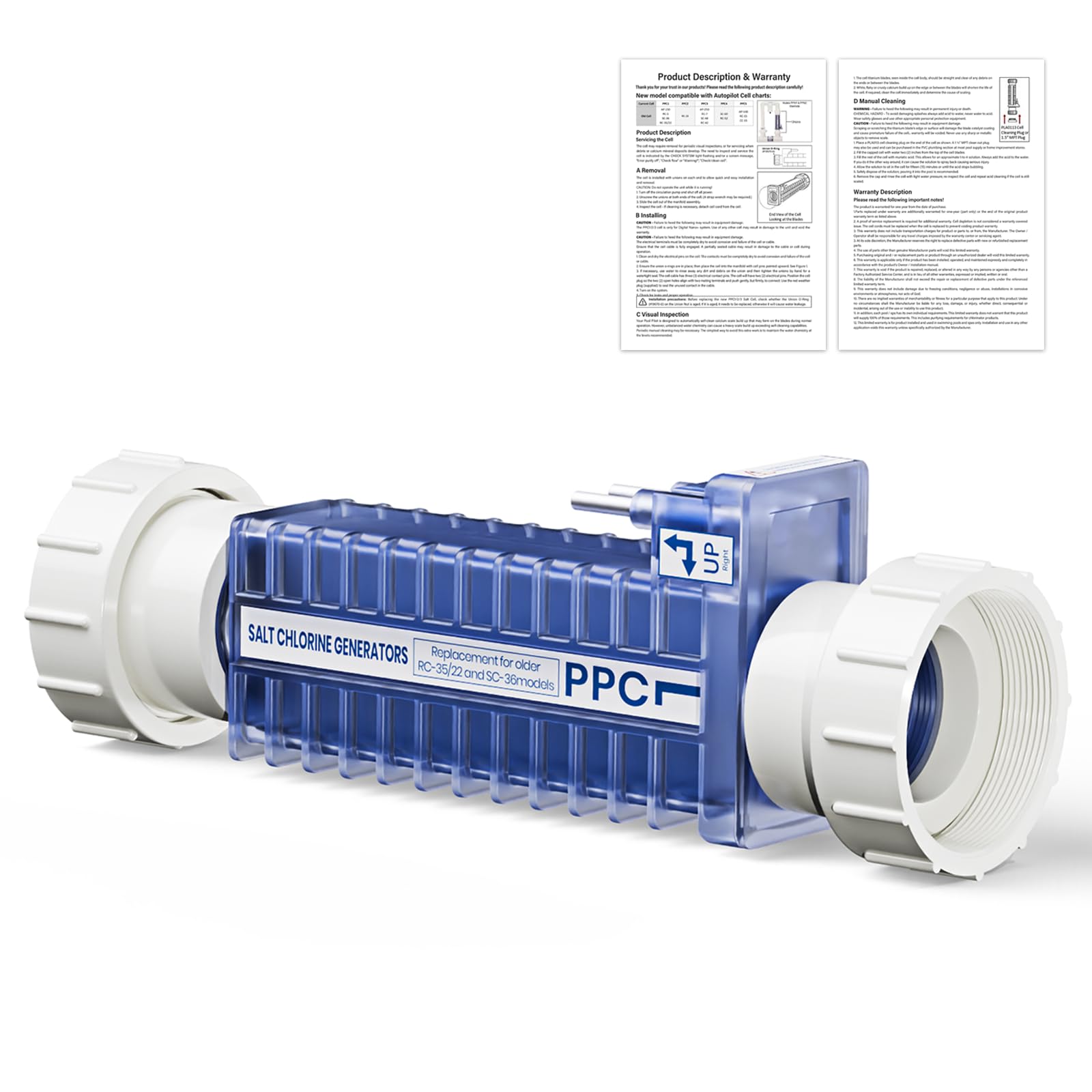 Photo 1 of *MINOR DAMAGE - USED*
PPC1 Salt Cell Compatible with Autopilot Pool Pilot Digital System | 5 Titanium Plates, PPC1 Chlorine Generator Cell Fits RC-35/22 RC-5 SC-36 AP-150 | for 28K-40K Gallon Pools