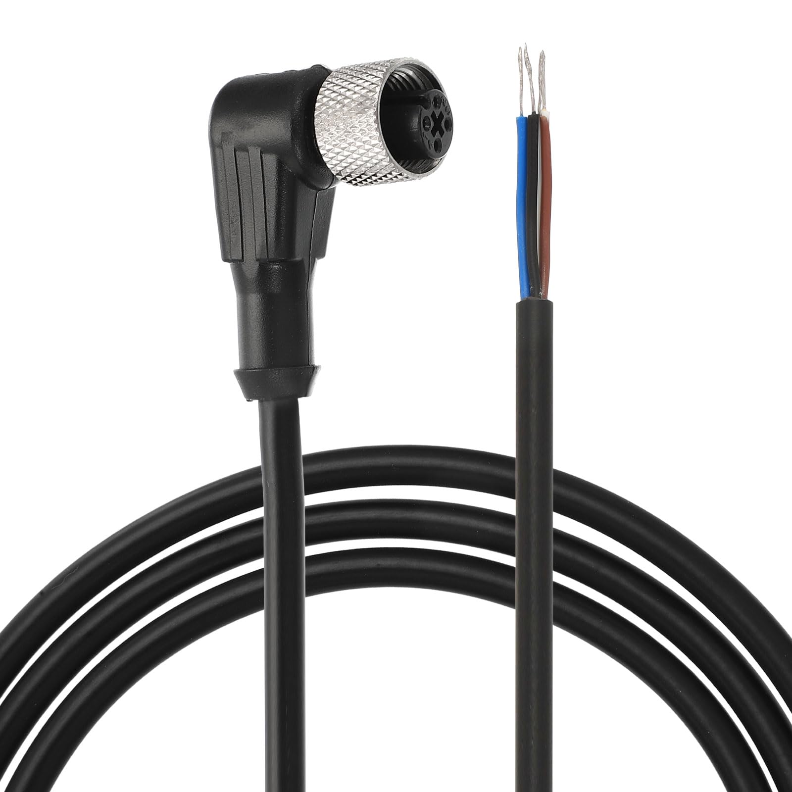 PATIKIL M12 4 Pin Aviation Sensor Cable 5M / 16 Ft, 2 Pcs Right Angle Aviation Socket Electrical Cable Female Connector for Industrial Automation Control, Device Network, Black