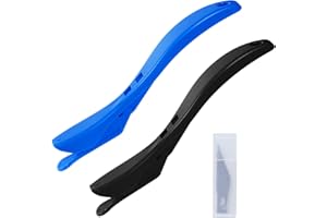 HMXPLS 2 Pcs Gift Wrapper Paper Cutter with 10 Blades, Sliding Wrapping Paper Cutter Tool with Handle, Christmas Gift Wrap Paper Knife for Film Vinyl Craft Photo Scrapbooking (Black+Blue)