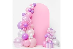LEBENGURU Upgraded 6FT Wedding Arch Cover, Light Pink Spandex Fitted Arch Backdrop Cover, Round Top Chiara Stand Covers for Birthday Party Baby Shower Banquet Balloon Décor