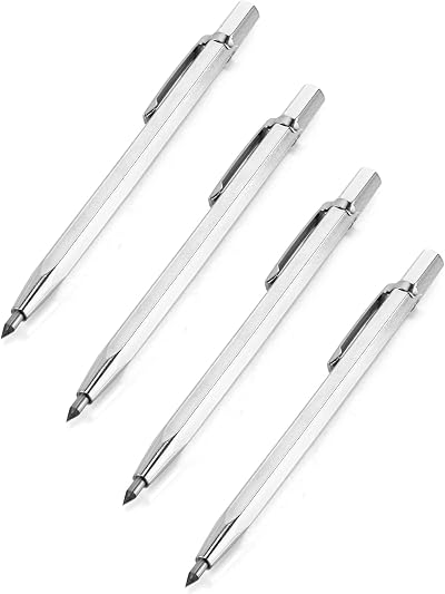 QWORK Tungsten Carbide Scriber Pen 4 Pack Glass Ceramic Engraving Retractable