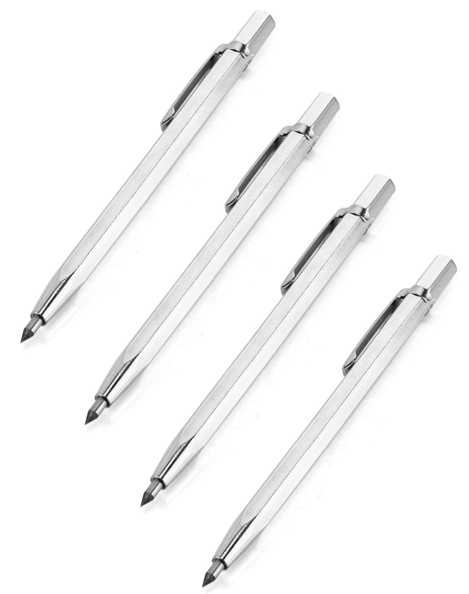 QWORK® Tungsten Carbide Scriber, Glass Scribe Tool Engraving Pen with Retractable Tungsten Carbide Tip for Glass, Ceramics and Hardened Steel, 4 Pack
