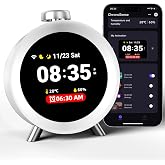Dekala ChronoSense Smart Alarm Clock for Bedroom Temperature Humidity, 7-Day Programmable 4 Alarms, 100dB Loud Gradual Alarm for Heavy Sleeper, Hourly Chime, White Noise Sound Machine, App Control