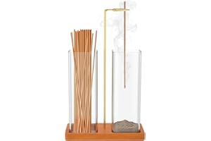 Incense Holder, Wooden Incense Holder for Sticks with Glass Ash Catcher, Home Decor, Anti-ash Incense Burner with Glass Ash C