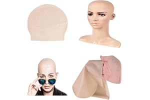 Bald Hat for Adults,Cosplay Bald Caps,Bald Head Caps,Bald Hair Cap,Hallowen Christmas Costume Party Makeup Bald Cap (Beige)