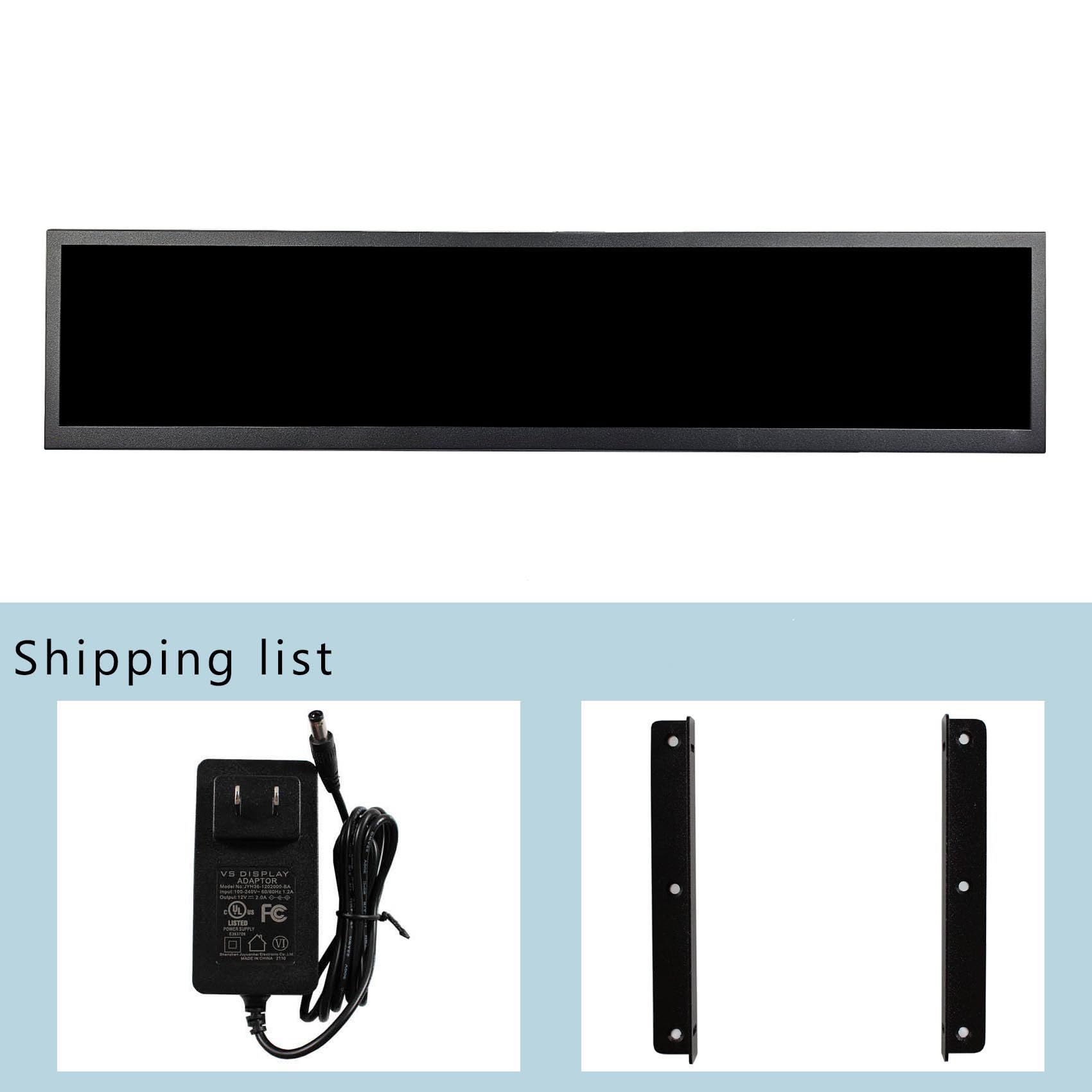 VSDISPLAY 24 Inch 1920x360 IPS Stretched Wide Bar Display for Gaming Marquee Monitor Cabinet,Supermarket Shelf Advertising Monitor with USB Video Interface