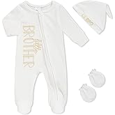 TITKKOP Newborn Baby Boy Outfits Zippered Romper Letter Embroidered Coming Home Jumpsuit with Hat Mittens