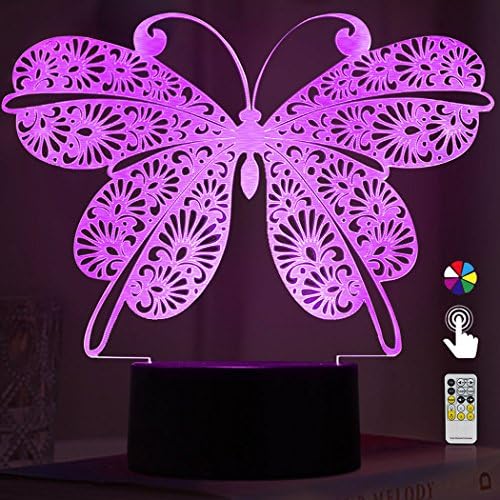 Night Lights for Kids Butterfly 3D Night light Small Night Lamp 7 Colors Change with Remote 3D Nightlight Help Kids Feel Safe at Night Perfect Birthday Gift for Kids