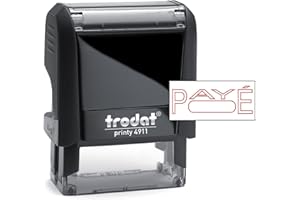 Trodat Printy 4911 Self-Inking Stamp with PAYE Message with Box for Date - Red Pad - Produced from up to 65% Recycled Plastic