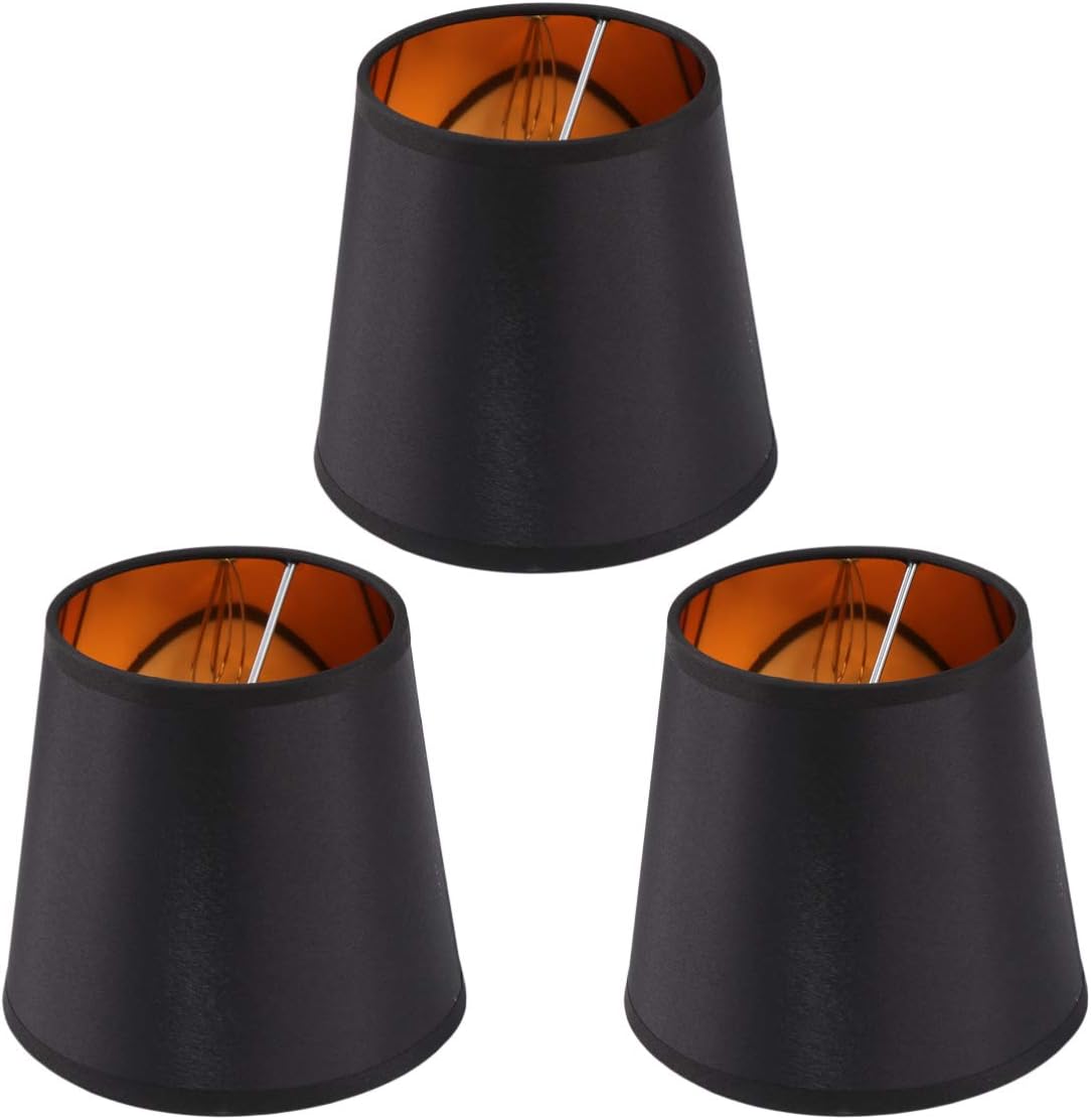 Uonlytech 3Pcs Small Lamp Shade Modern Clip on Lamp Shade Black Lampshade Replacement Chandelier for Table Lamp Ceiling Light