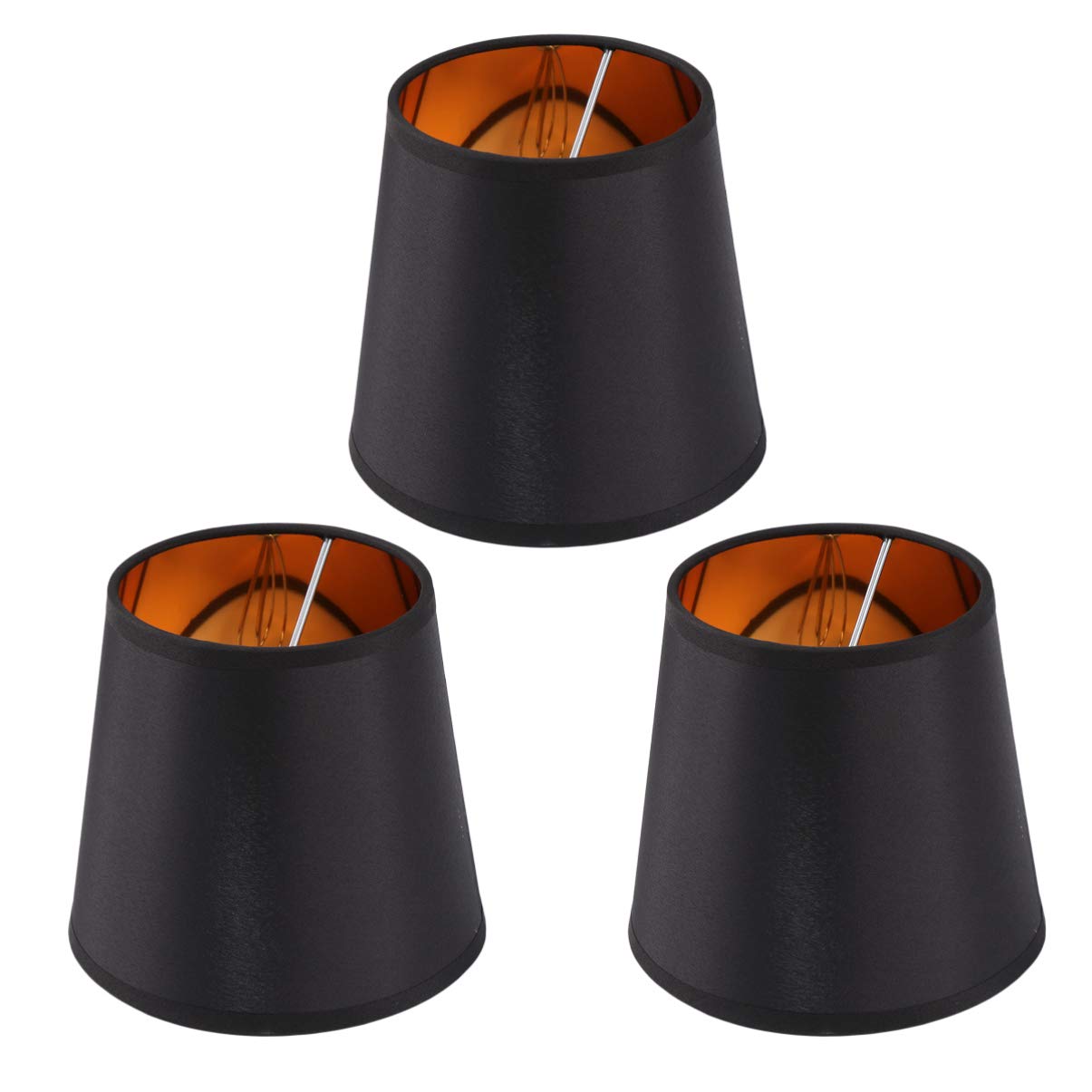 Uonlytech 3Pcs Small Lamp Shade Modern Clip on Lamp Shade Black Lampshade Replacement Chandelier for Table Lamp Ceiling Light