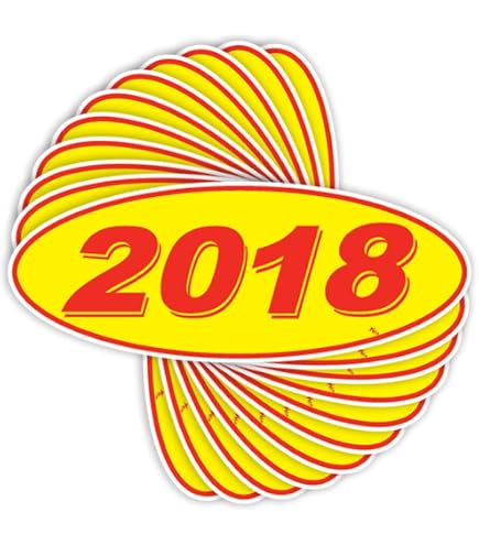 EZ-Line Car Dealer Oval Model Year Stickers - 2 Dozen (24) Red & Yellow Windshield Decals, 5.5" X 14" 4 thumbnail image