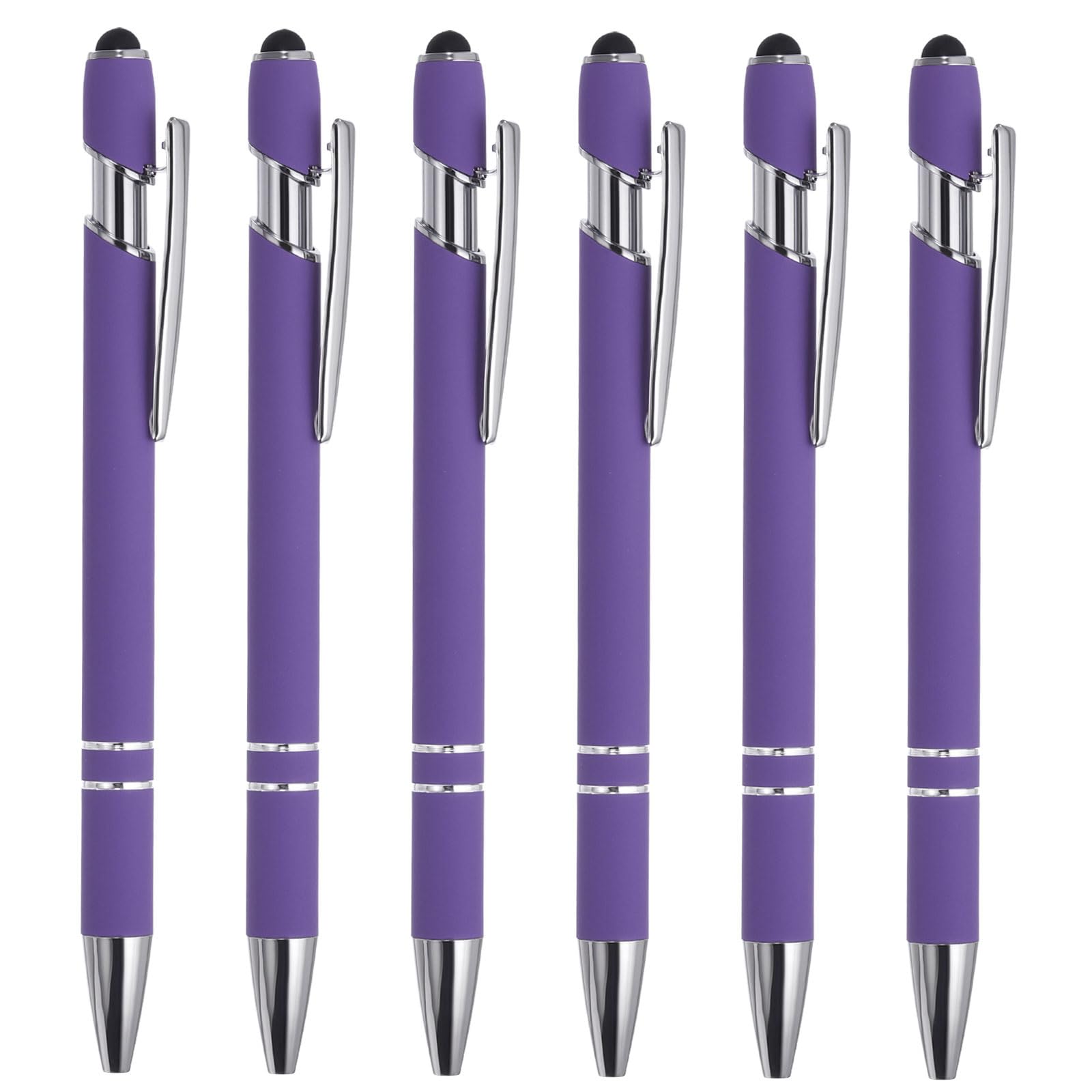 PATIKIL 6 Pack 2 in 1 Metal Pen, Black Ink, 1.0mm Medium Point, Stylus Pen for Touch Screens, Purple — image 1