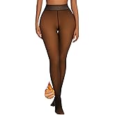 LIRASDIS Fleece Lined Tights for Women, Thermal Tights, High Waist Tummy Control Fake Translucent Pantyhose for Winter