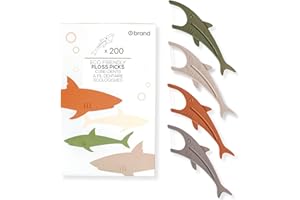 Shark Kids Floss Picks – 200 Count – Fun Animal Shapes & Colors – Plant-Based Handle – Child-Sized Dental Floss Picks