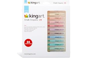 KINGART 572-24 CHALK CRAYONS, Multi-Surface & Washable, Set of 24 Unique Vibrant Colors