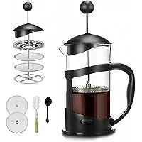 Covos French Press Coffee Maker 12oz(350ml) Coffee/Tea Maker with 4 Level Filtration,Heat Resistant Borosilicate Glass…