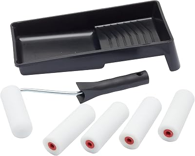 Fit For The Job 7pc Foam Mini Paint Roller Set 4in Tray Gloss Satin