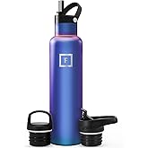 IRON °FLASK Camping & Hiking Hydration Flask with Straw, BPA-Free Insulated Stainless Steel Sports Water Bottle - 24 oz Aurora