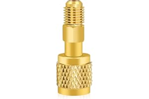 CYUXING R32 R454B Refrigerant Brass Adapter, 1/4 Inch Female to 1/4 Inch Male Reverse Thread Fitting Non-slip Handle Connector Compatible with R-454B/R-32 Tanks Split Systems