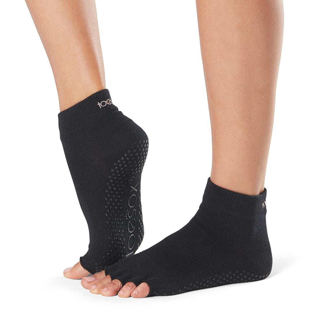 toesox Calcetines tobilleros, media puntera, negro, grande