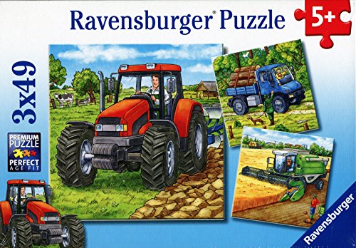 Ravensburger Kinderpuzzle - 09388 Große Landmaschinen - Puzzle für Kinder ab 5 Jahren, mit 3x49 Teilen