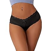 ohmydear Women Lace Thong Plus Size Sexy Cheeky Panties Stretch Briefs Low Rise Seamless Tangas Underwear Bikini Panties