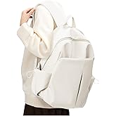 Beige School Backpack for Girls Women Waterproof High School Book Bag Cute Backpack for Men Teens Boys, Lightweight Simple Middle School Back Pack Daypack