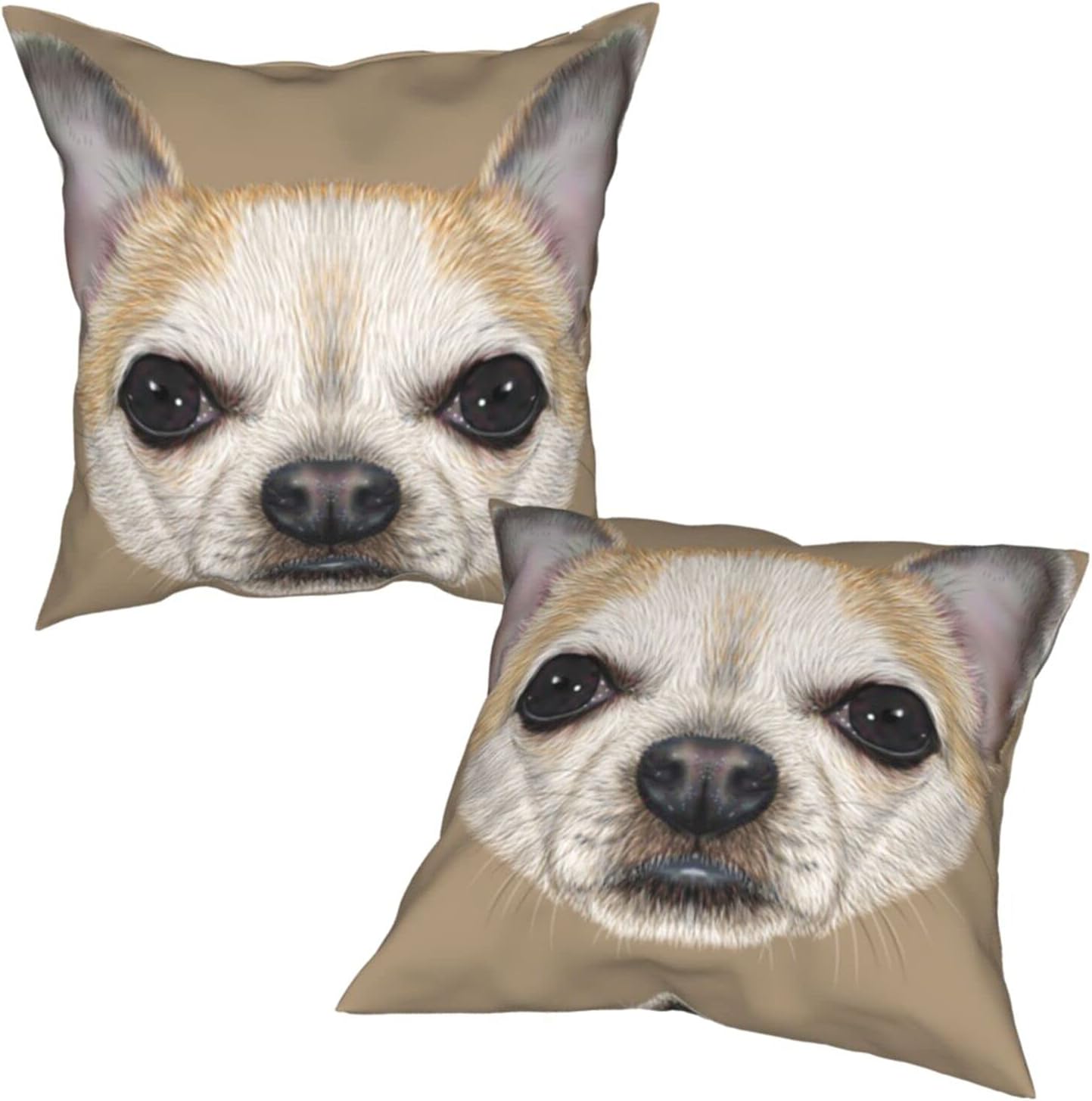 Amazon 2パック枕カバークッションカバー チワワ犬のイラストの肖像画黄金の斑点のある白い短い髪の犬のかわいい肖像画 スクエアスロー枕カバーソファクッションベッドサイドチェア普通のクッション家の装飾の装飾 45x45cm X2 枕カバー ピローケース オンライン通販