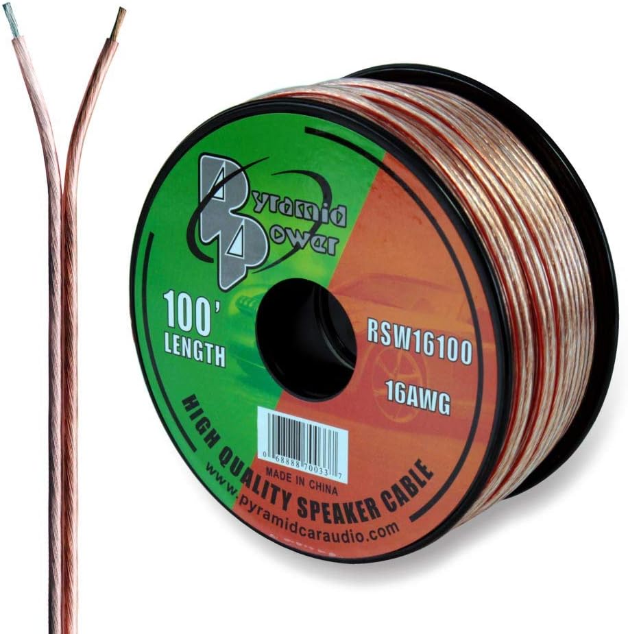 PYRAMID 100ft 18 Gauge Speaker Wire - Copper Cable in Spool for Connecting Audio Stereo to Amplifier, Surround Sound System, TV Home Theater and Car Stereo - RSW18100: Car Electronics